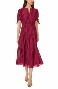 Embroidered Detail Tiered A-Line Dress