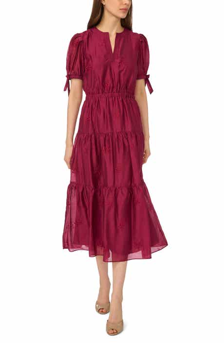 Embroidered Detail Tiered A-Line Dress