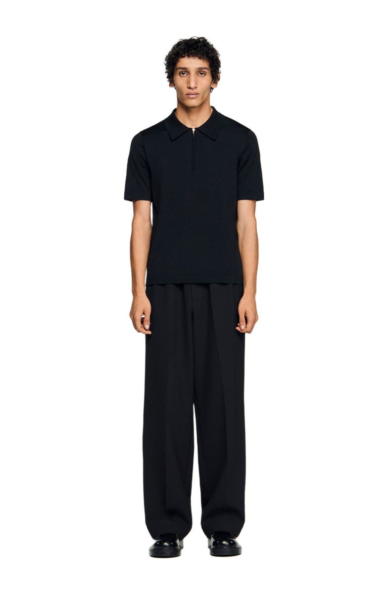 SANDRO Knitted polo with zip collar, Alternate, color, Black