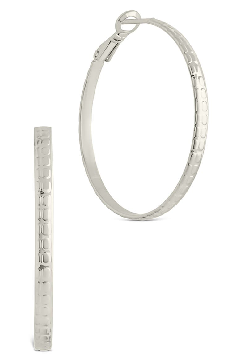Jessalyn Textured Hoop Earrings, Main, color, SILVER