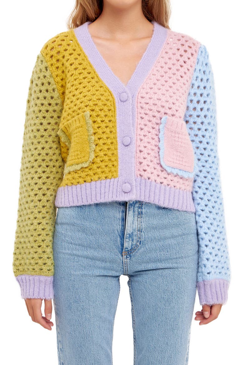 Contrast Detail Cardigan, Alternate, color, MULTI