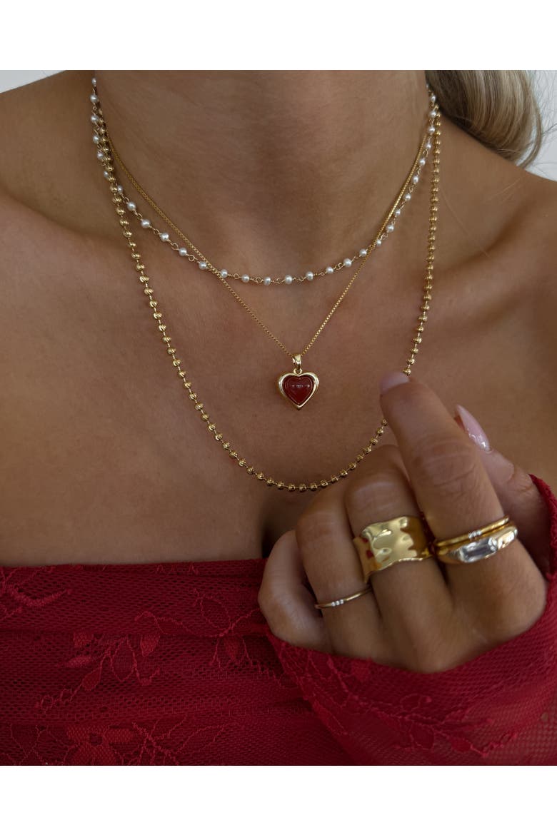 Sacred Heart Necklace, Alternate, color, Red Carnelian