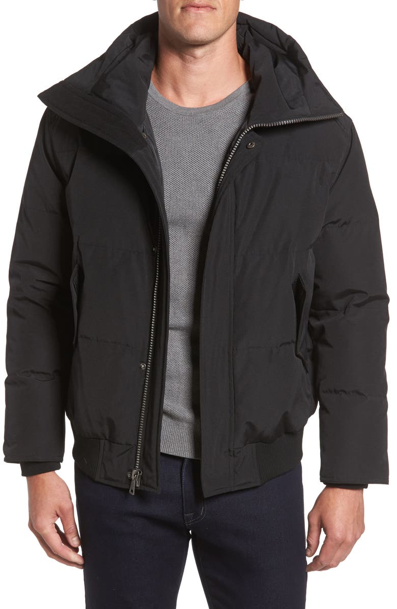 Cole Haan Hooded Down & Feather Fill Bomber Jacket, Main, color,