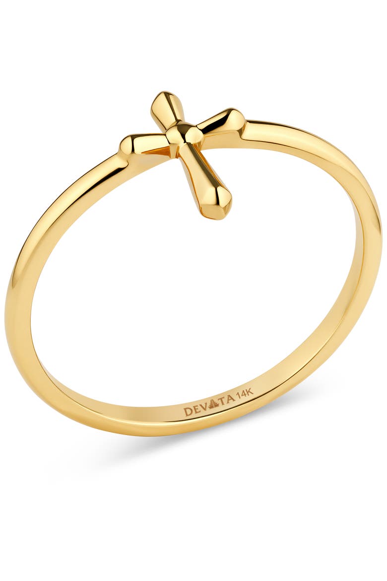 Cross Ring in 14K Gold, Alternate, color, Yellow Gold