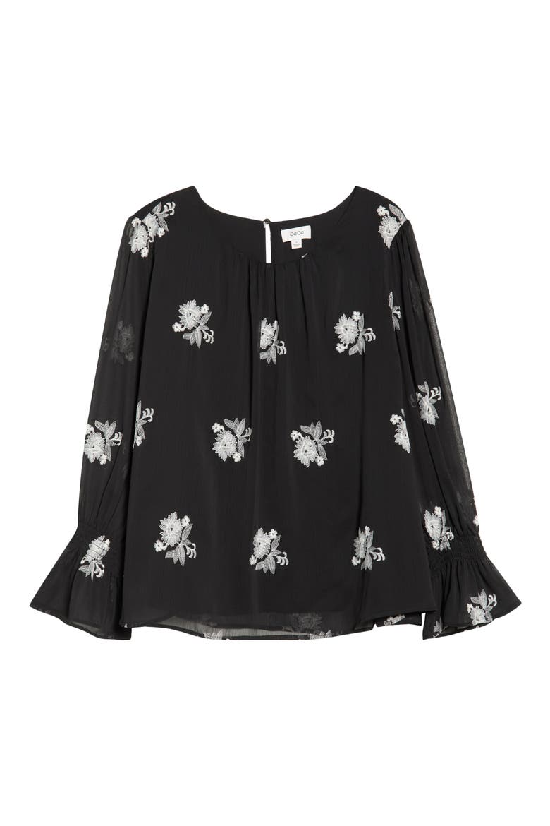 Smocked Cuff Top, Alternate, color, RICH BLACK