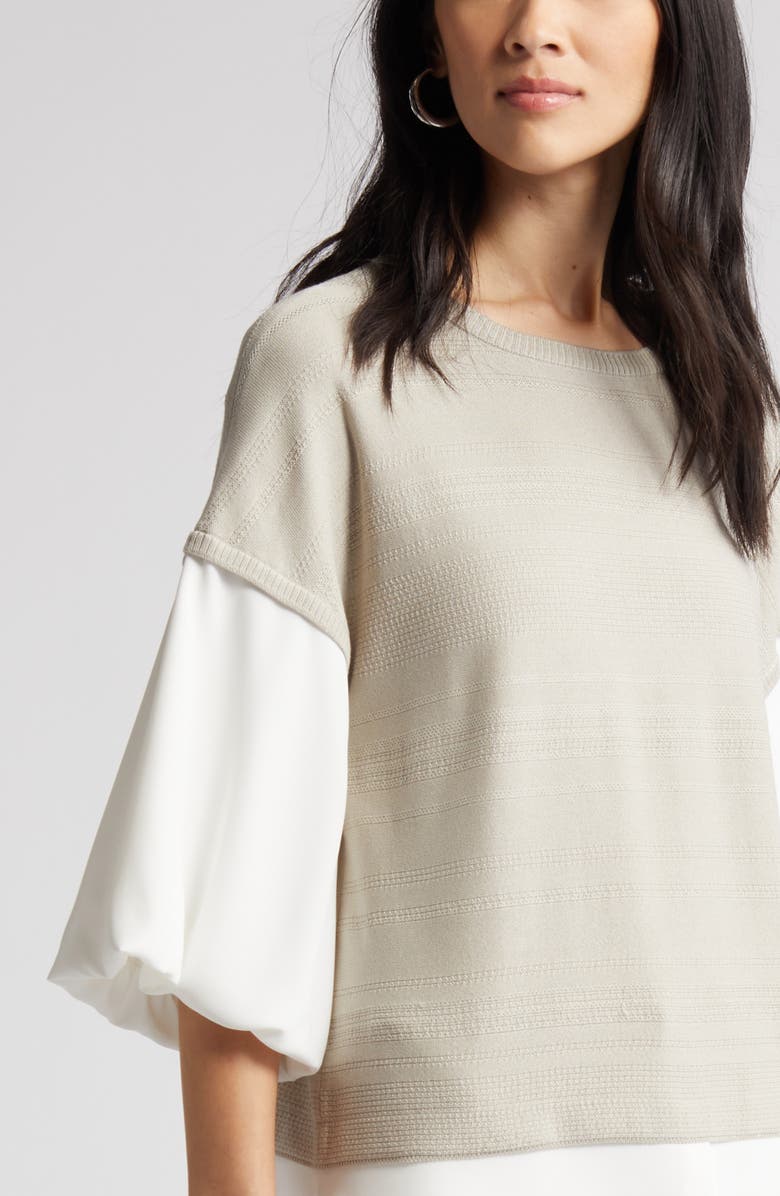 Ming Wang Colorblock Mixed Media Top, Alternate, color, 