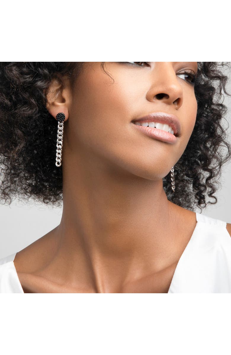 ZARUX Cuban Drop Earrings, Alternate, color, White Gold