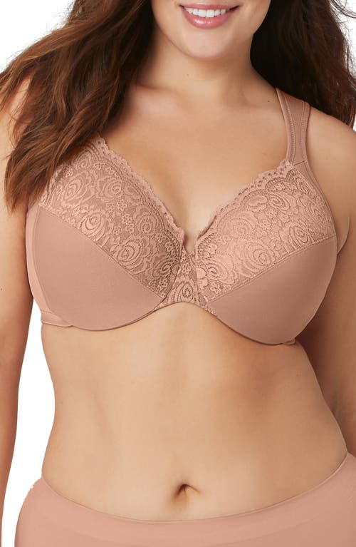Glamorise WonderWire® Low Cut Lace Underwire Bra in Cappuccino 