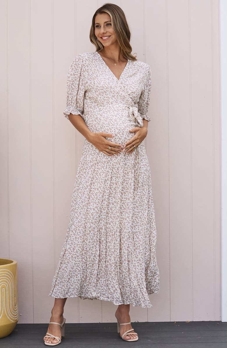 Angel Maternity Floral Wrap Maternity Dress, Alternate, color,