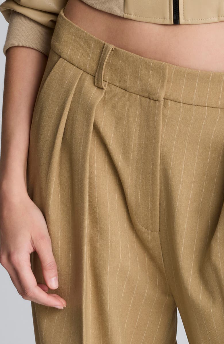 Kenneth Cole Pinstripe Double Pleat High Waist Wide Leg Pants, Alternate, color, Amber Melange/ White