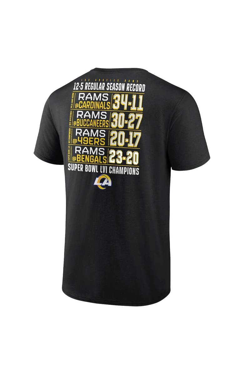 FANATICS Men's Fanatics Branded Black Los Angeles Rams Super Bowl LVI Champions Big & Tall Schedule T-Shirt, Alternate, color, 