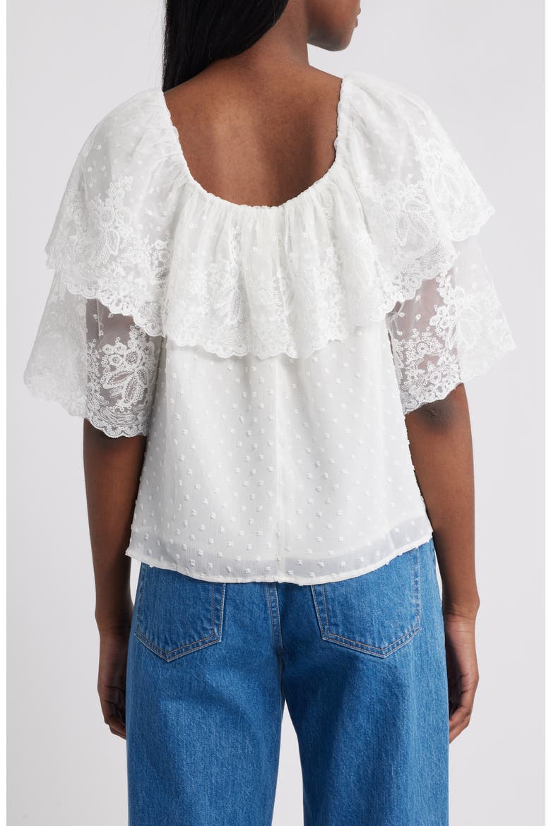 Lace Off the Shoulder Top, Alternate, color, WHITE
