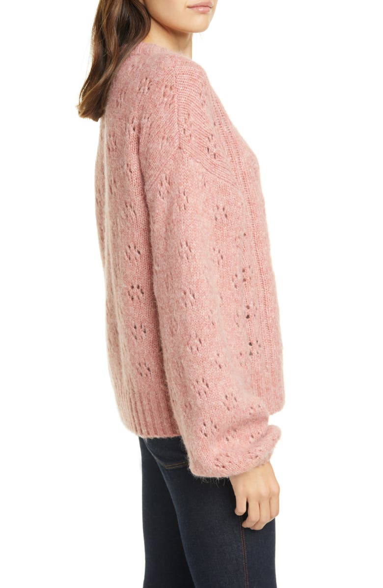 Joie Lihui Pointelle Detail Balloon Sleeve Wool & Alpaca Sweater, Alternate, color, 