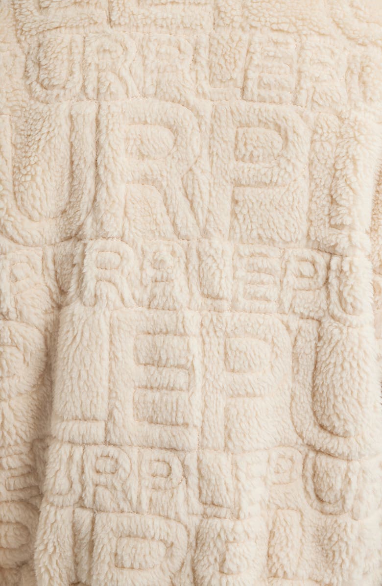 PURPLE BRAND Wordmark Repeat High Pile Fleece Jacket, Alternate, color, Ecru