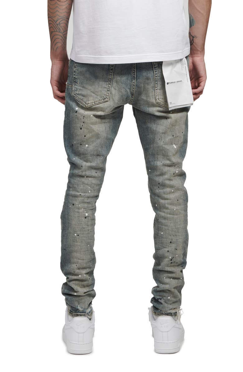 PURPLE BRAND Slim Stretch Ripped Jeans, Alternate, color, Mid Indigo Destroy Paint