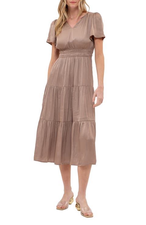 Short Sleeve Empire Waist Midi Dress