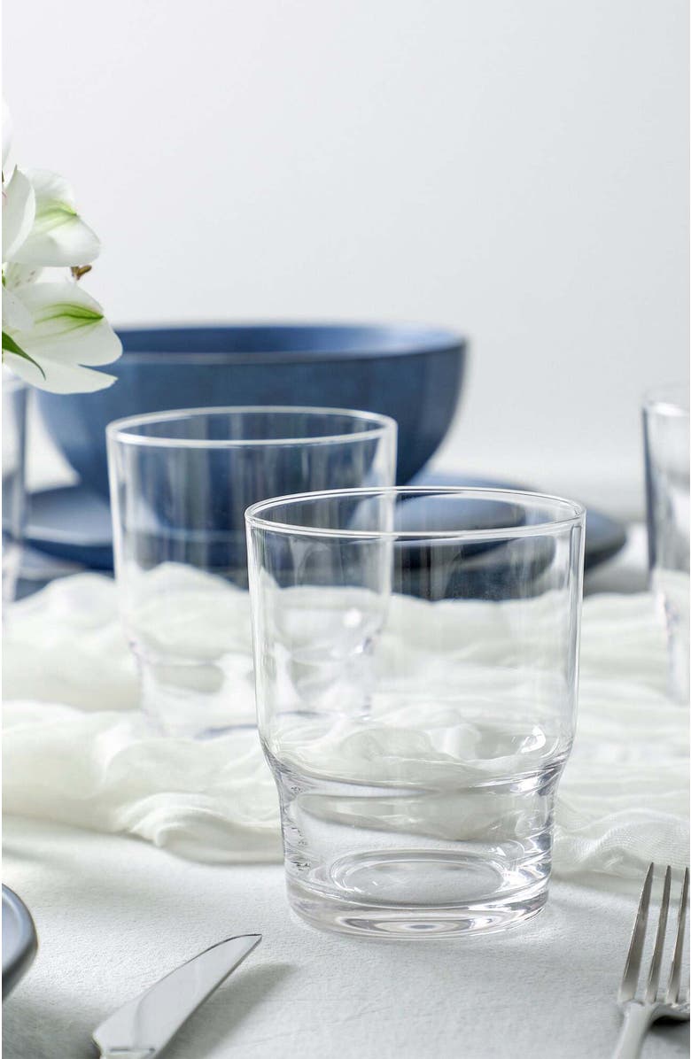 Stone Lain Rio Stoneware 16-Piece Dinnerware Set with Glasses, Alternate, color, Blue