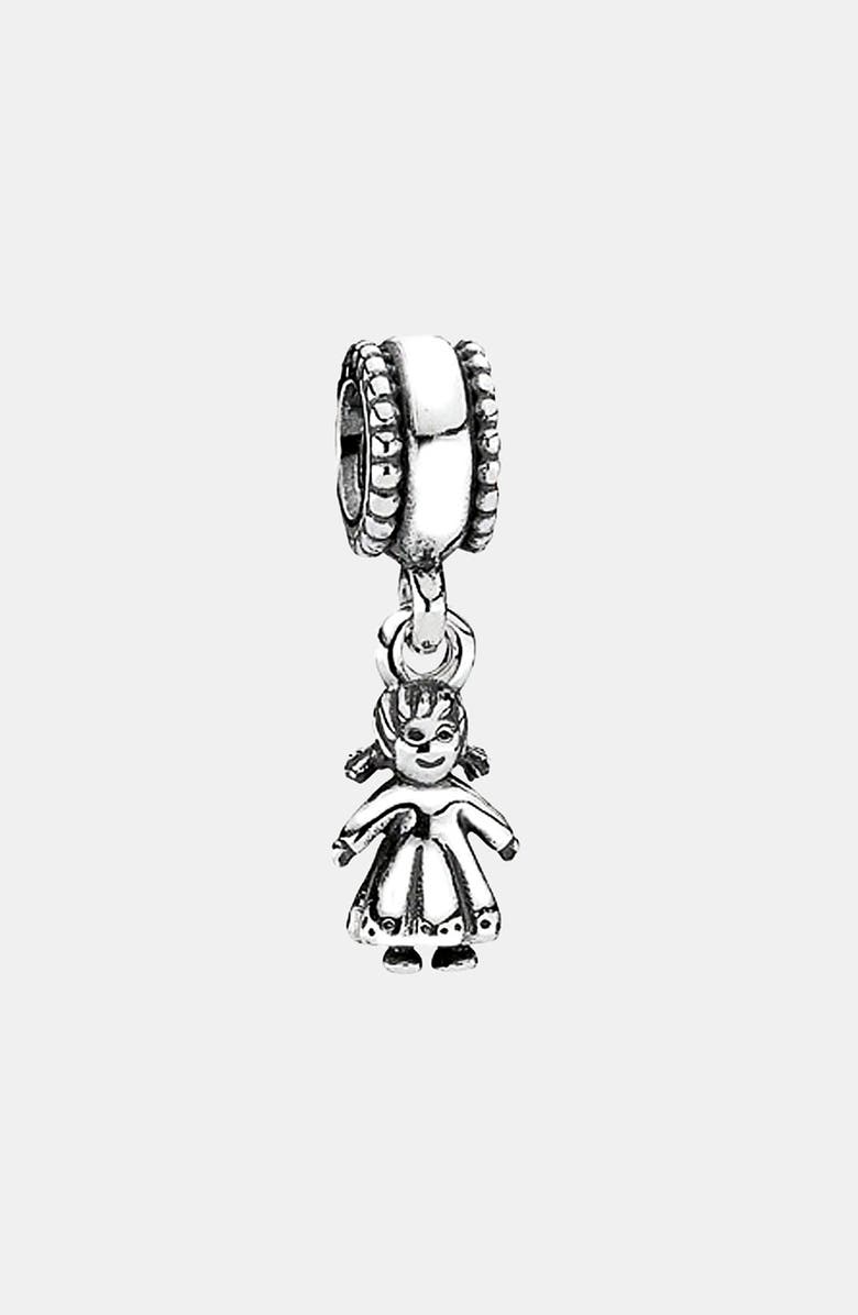 PANDORA 'Girl' Dangle Charm, Main, color, 