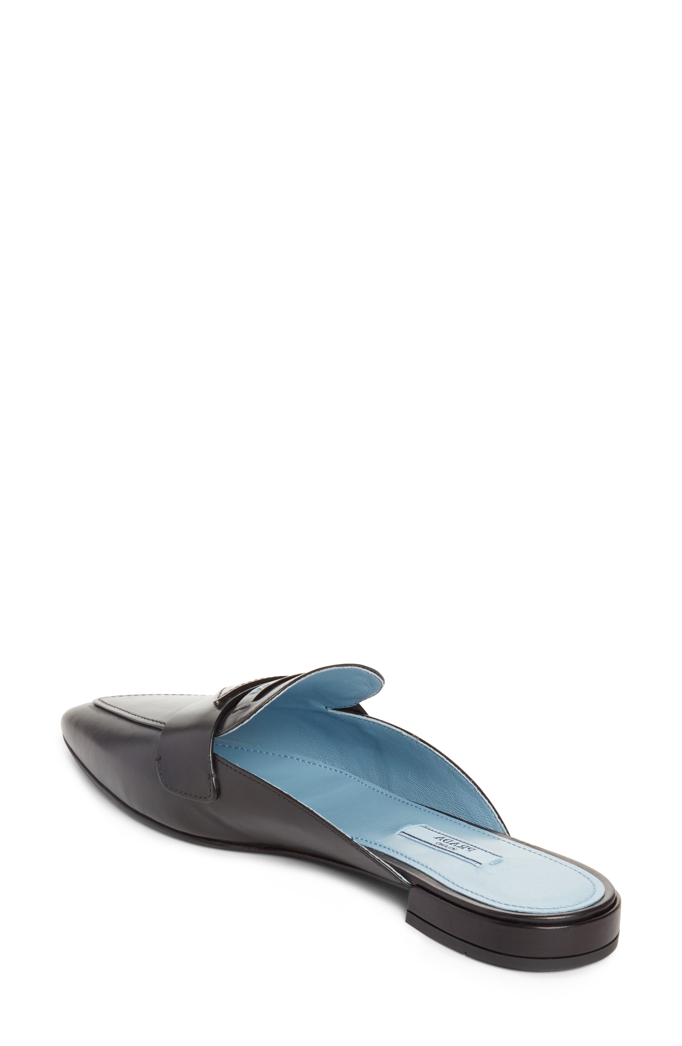 Logo Pointy Toe Loafer Mule, Alternate, color, BLACK