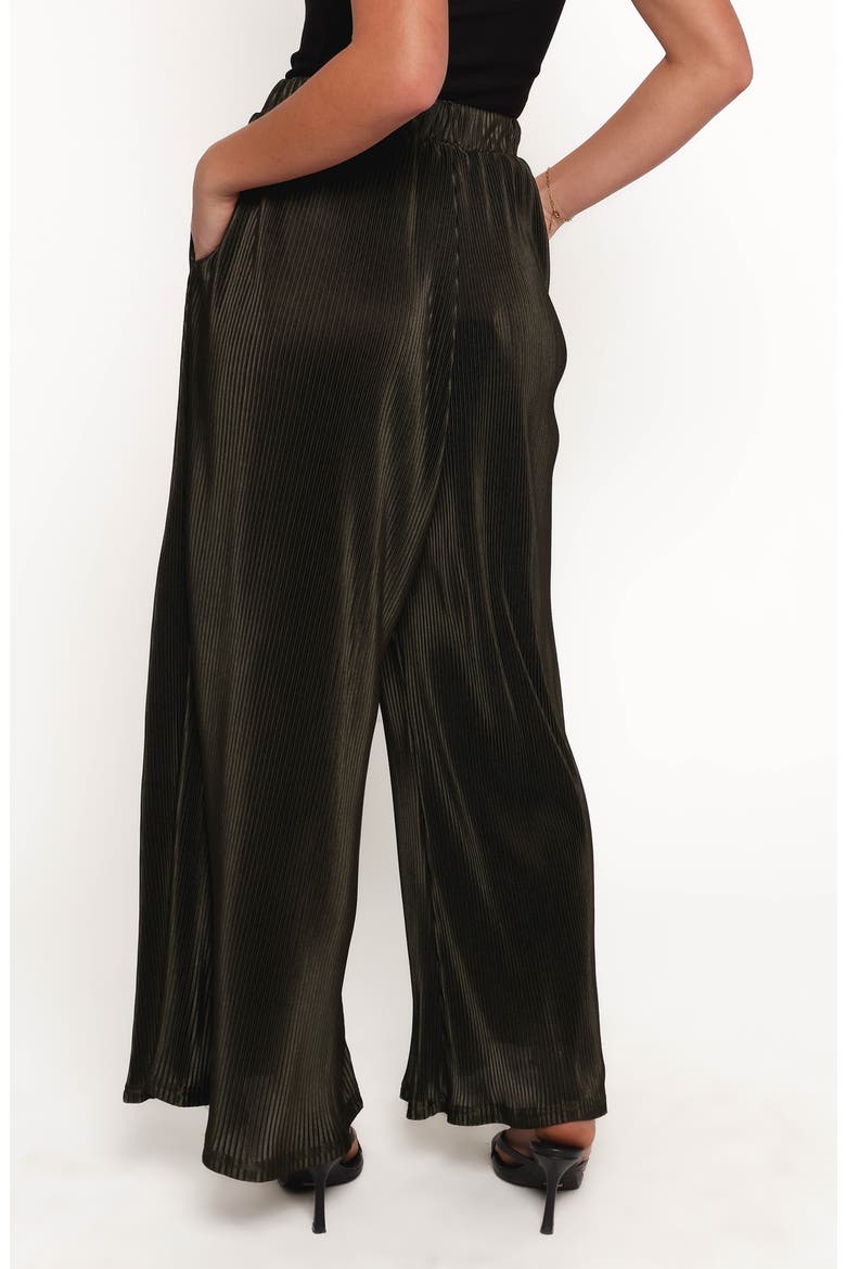 Leria Plissé Wide Leg Satin Pants, Alternate, color, OLIVE