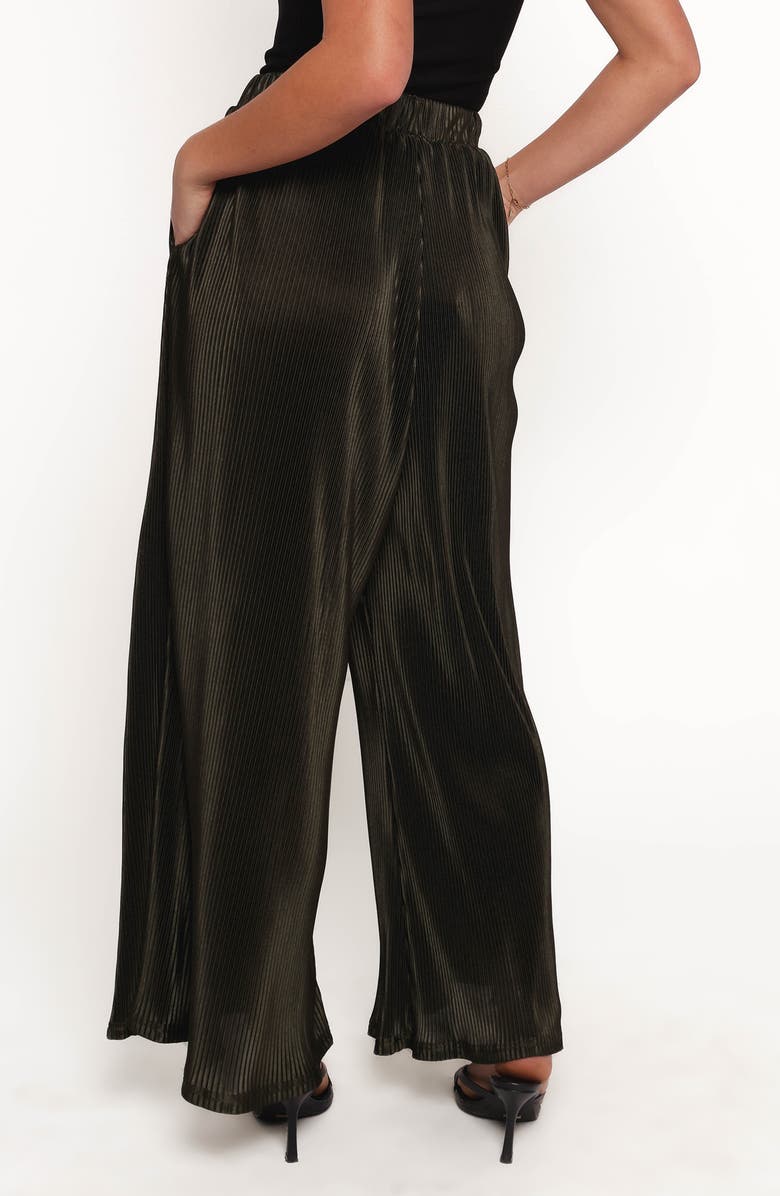 Petal 
Pup Leria Plissé Wide Leg Satin Pants, Alternate, color, Olive