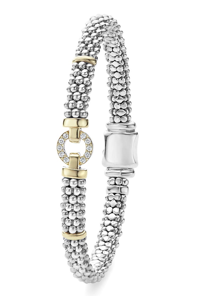 Enso Diamond Station Bracelet, Alternate, color, SILVER/GOLD