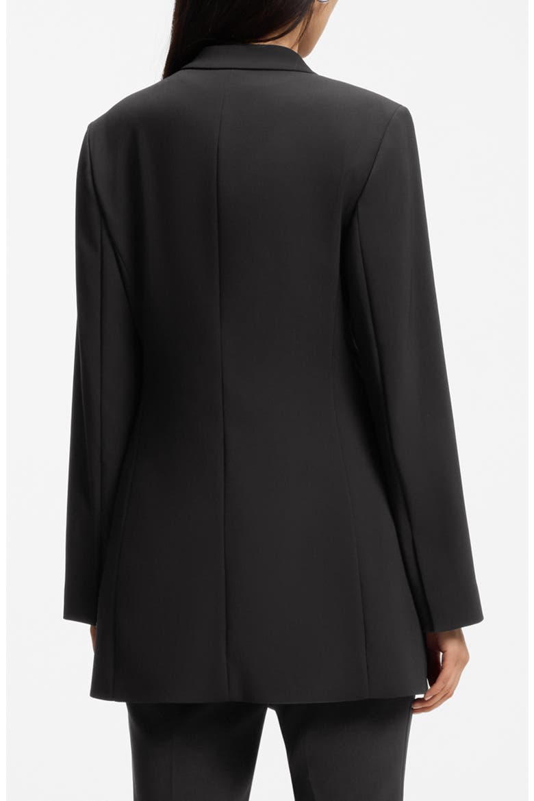 Jegania Concealed Closure Longline Slim Fit Crepe Blazer, Alternate, color, BLACK