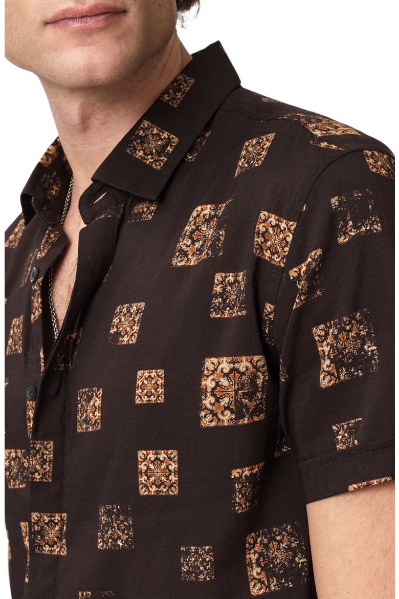 Loren Slim Fit Short Sleeve Button-Up Shirt, Alternate, color, ESPRESSO