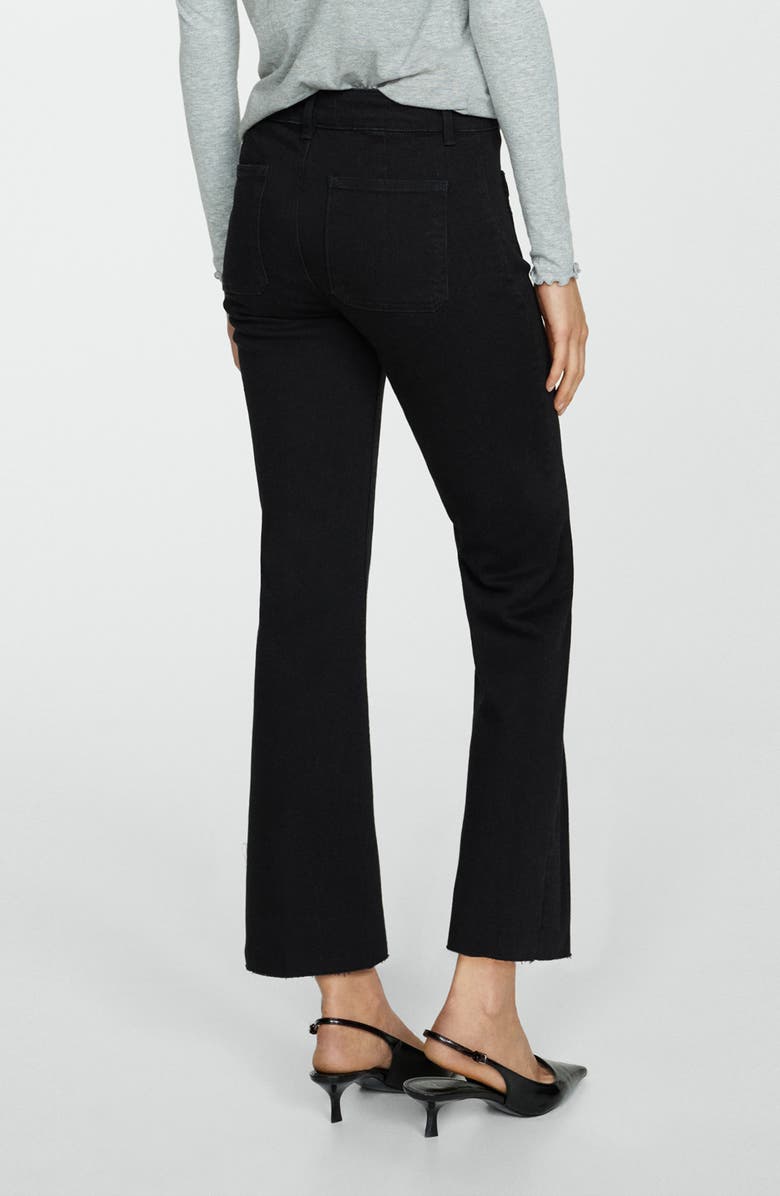 MANGO Alex Raw Hem Patch Pocket Crop Flare Jeans, Alternate, color, 