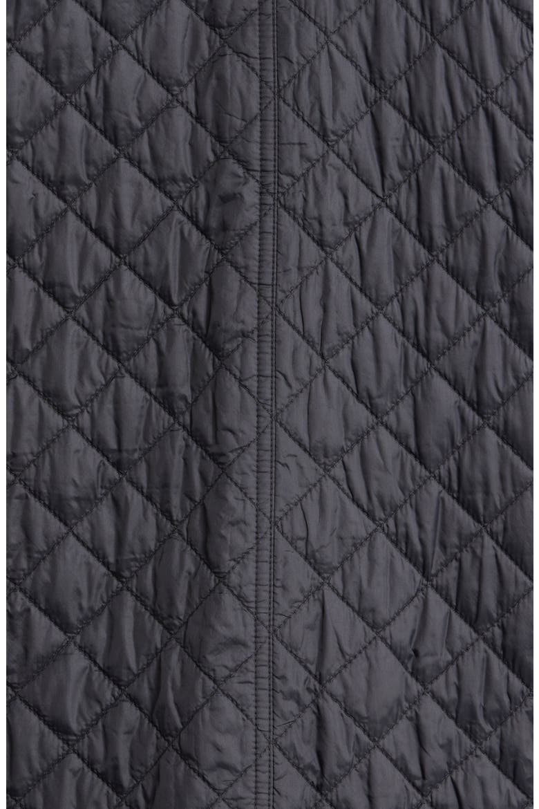 ROUND NECK QUILTED SHORT COAT, Alternate, color, BLACK