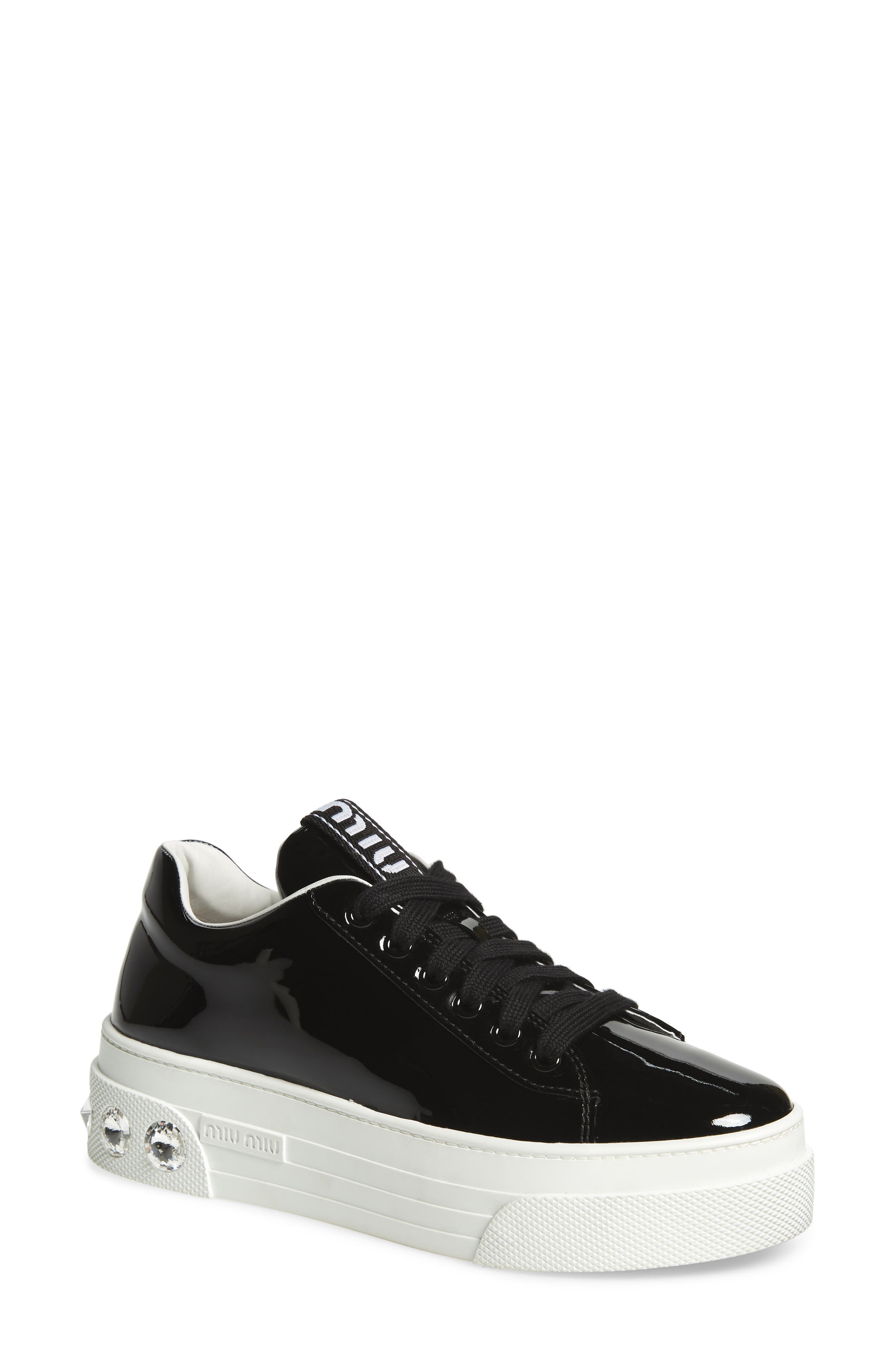 Miu Miu Crystal Detail Skate Platform Sneaker, Main, color, 