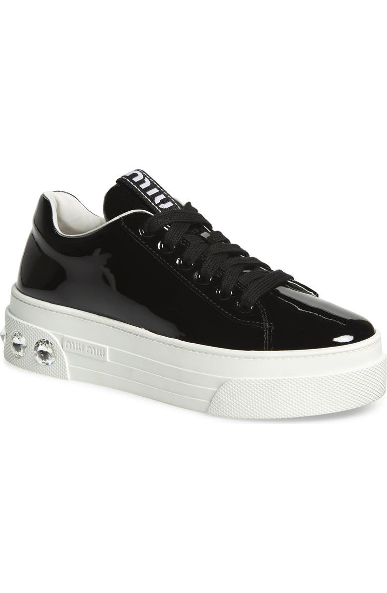 Miu Miu Crystal Detail Skate Platform Sneaker, Main, color,