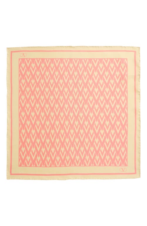 Shop Valentino Garavani Toute La V Silk Square Scarf In Red Multi