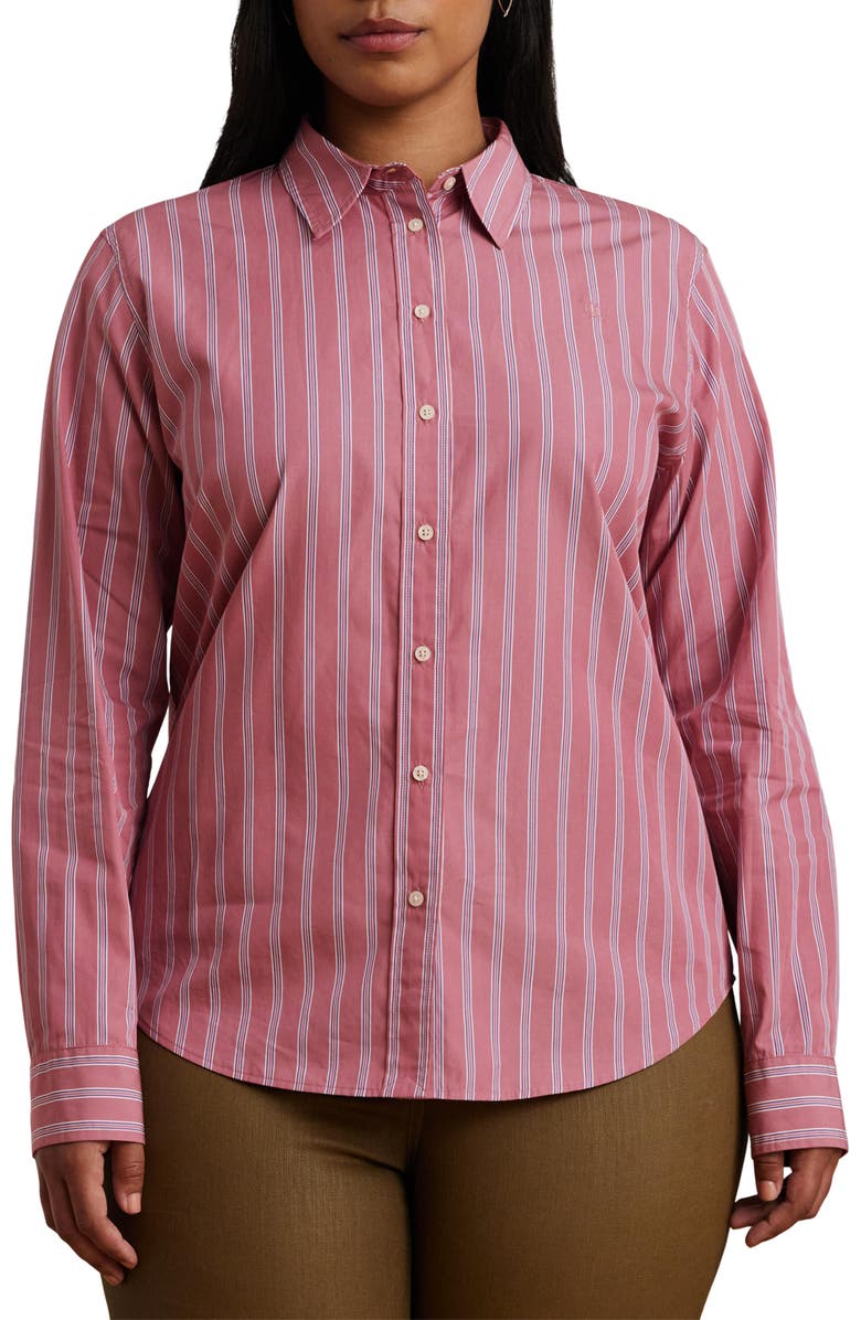 Lauren Ralph Lauren Classic Fit Striped Broadcloth Shirt, Main, color,