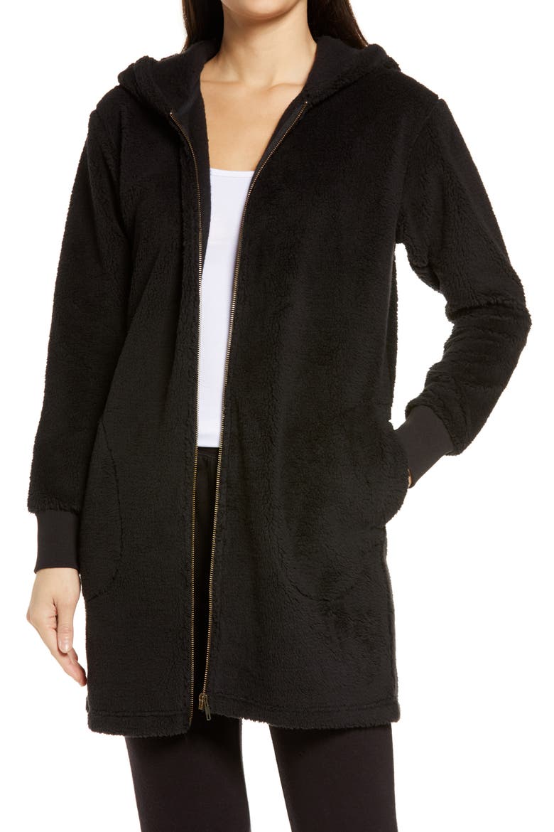 Oversize Zip-Up Hoodie, Main, color, BLACK