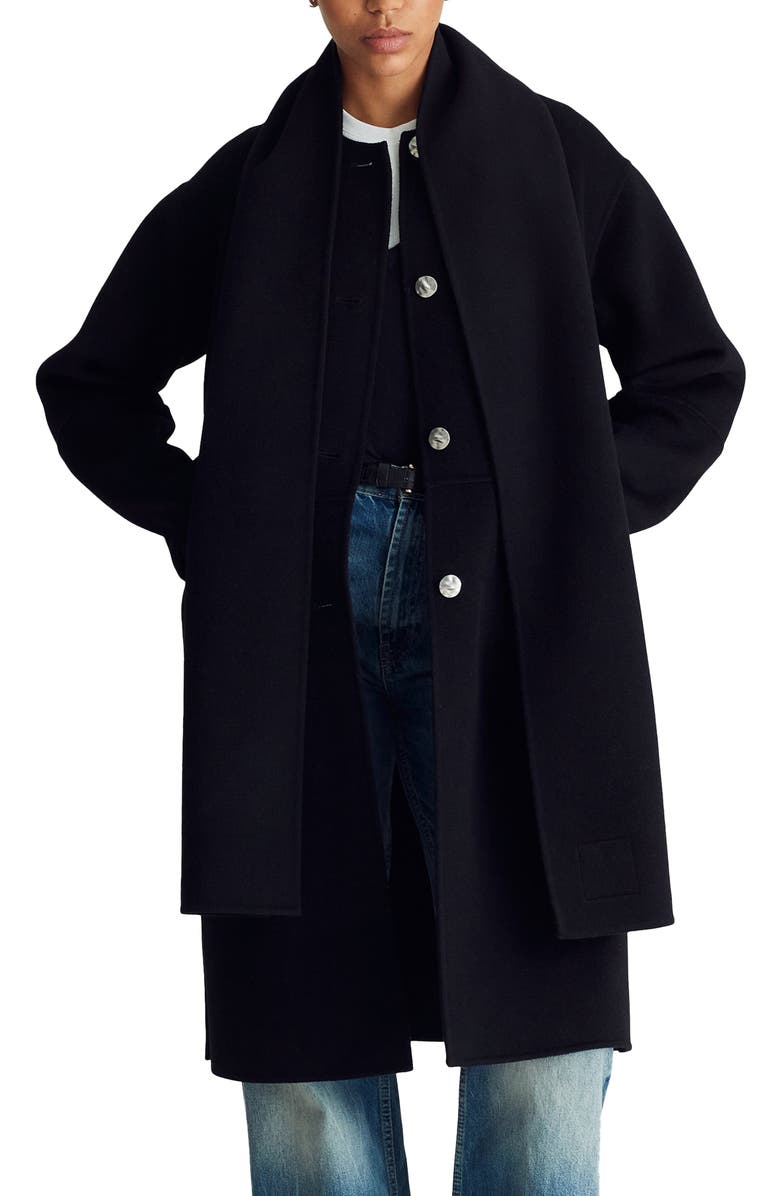 Dawn Levy Claude Scarf Coat, Alternate, color, Black
