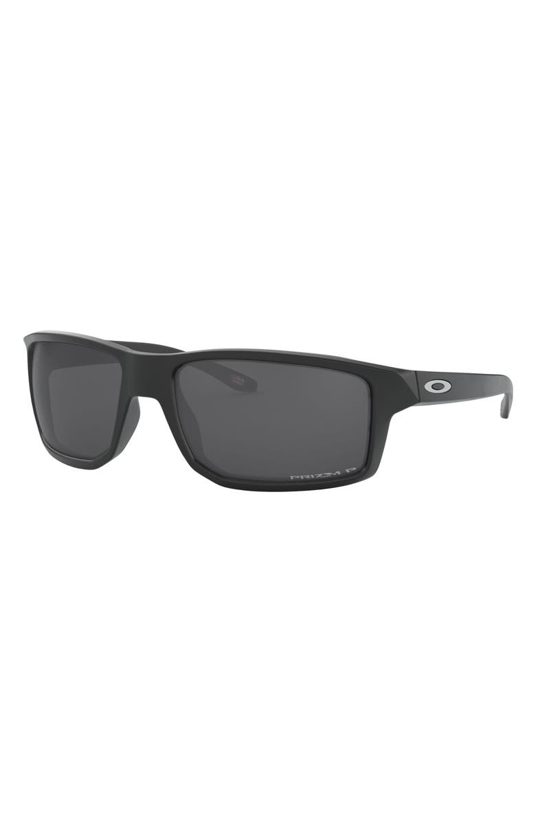 Oakley Gibston 61mm Polarized Wrap Sunglasses, Alternate, color, Matte Black/ Prizm Black