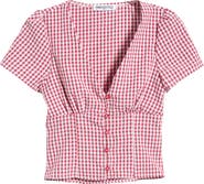 Princess Polly Isolda Gingham Button-Up Top