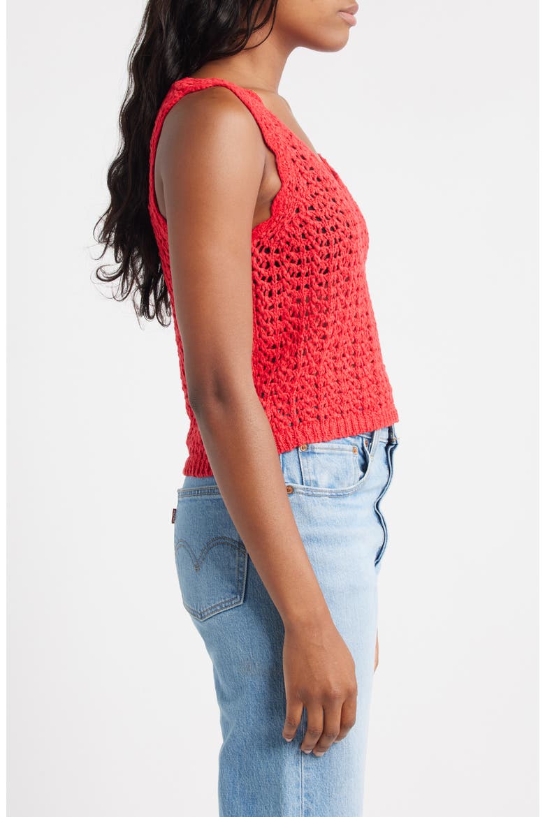 Open Stitch Cotton Sweater Tank, Alternate, color, RED