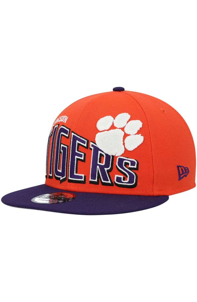New Era Men's New Era Orange Clemson Tigers Two-Tone Vintage Wave 9FIFTY Snapback Hat, Main, color,