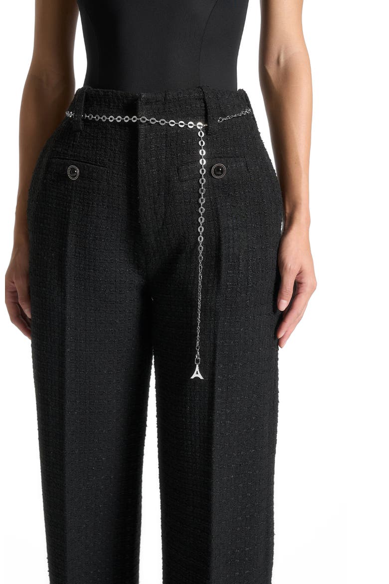 Nathalie Tweed Trousers with Belt, Alternate, color, Black
