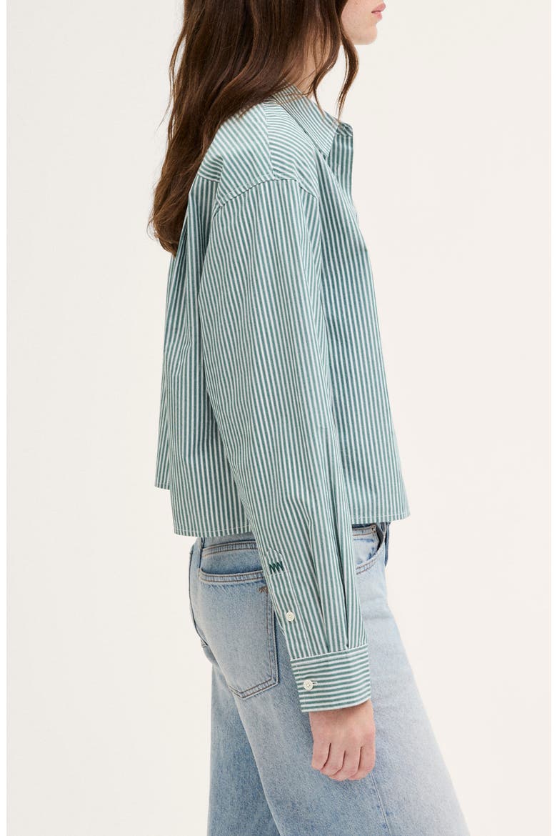 The Cropped Easy Shirt, Alternate, color, DARK FOREST AND WHITE STRIPE