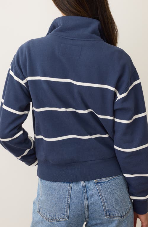 Marine Layer Cloud 9 Fleece Stripe Half Zip Sweatshirt In Blue