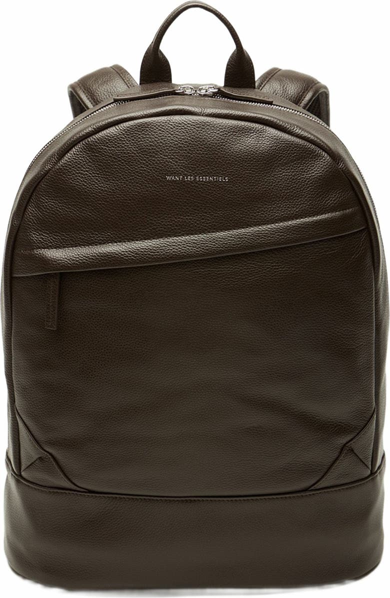 Want Les Essentiels Kastrup Pebble-Grained Leather Backpack, Main, color, Dark Brown