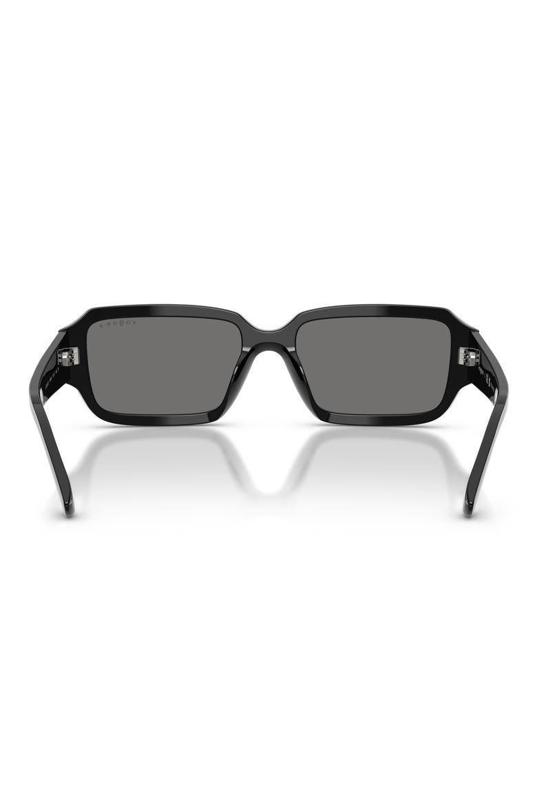 54mm Polarized Rectangle Sunglasses, Alternate, color, BLACK / DARK GREY POLAR