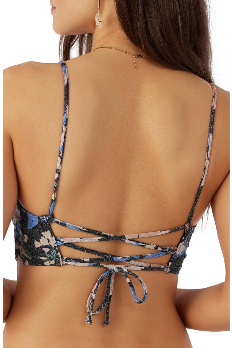 Matira Tropical Middles Metallic Bikini Top, Alternate, color, BLACK