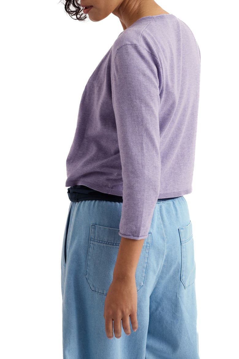 Vanessa Open Front Organic Cotton Crop Cardigan, Alternate, color, KNIT MELANGE BELLFLOWER