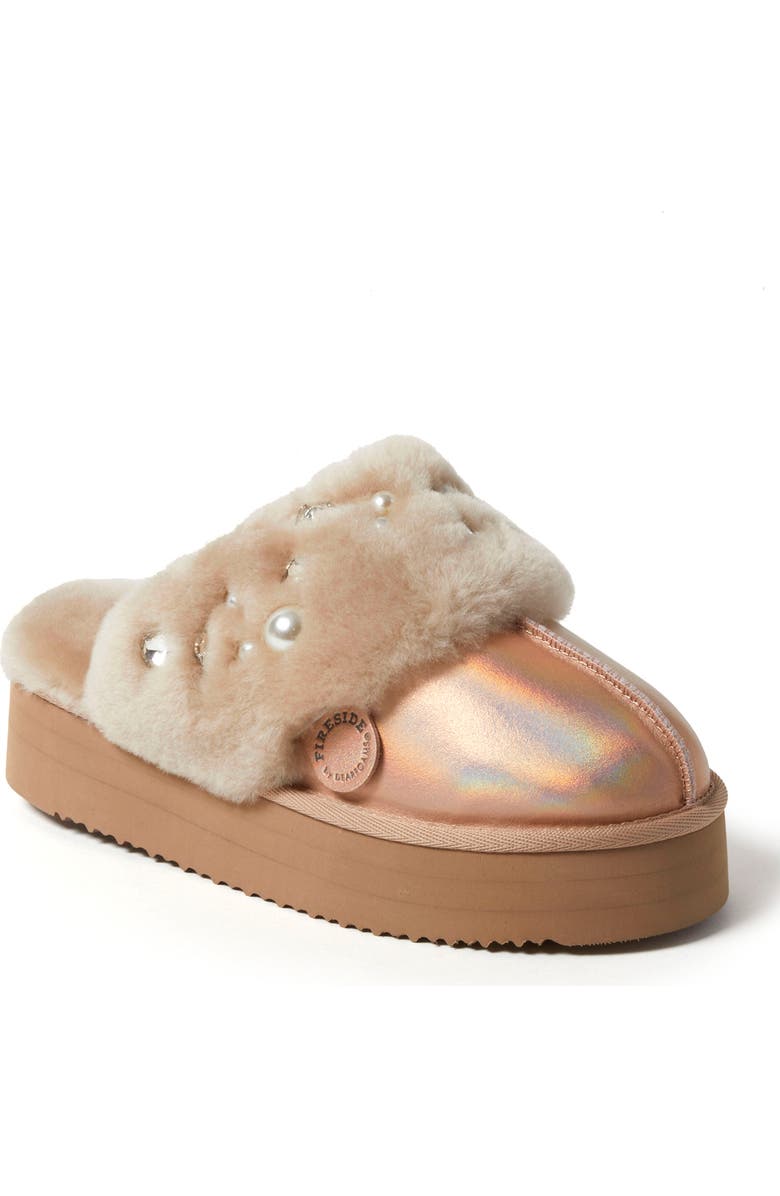 DEARFOAMS Fireside Ballina Genuine Shearling Platform Scuff Slipper, Main, color,