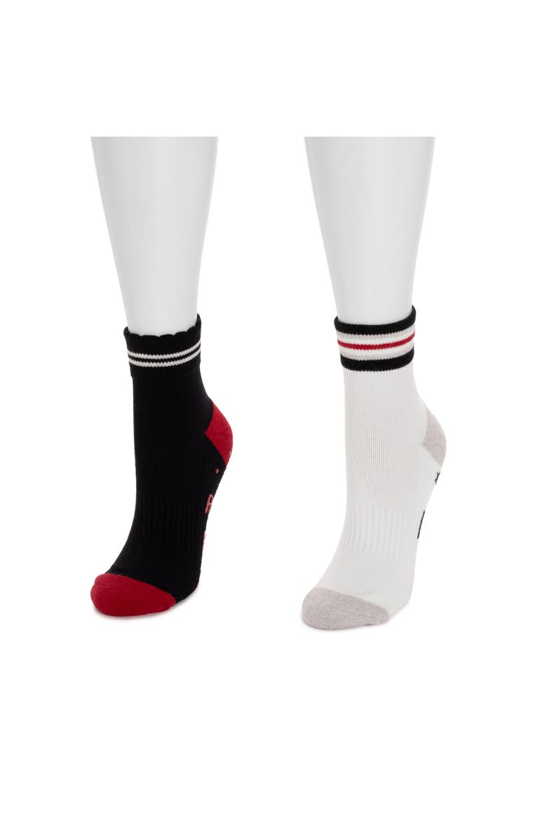Studio Quarter Crew Cotton Compression Socks 2 Pair Pack, Alternate, color, Ivory/Black Pack