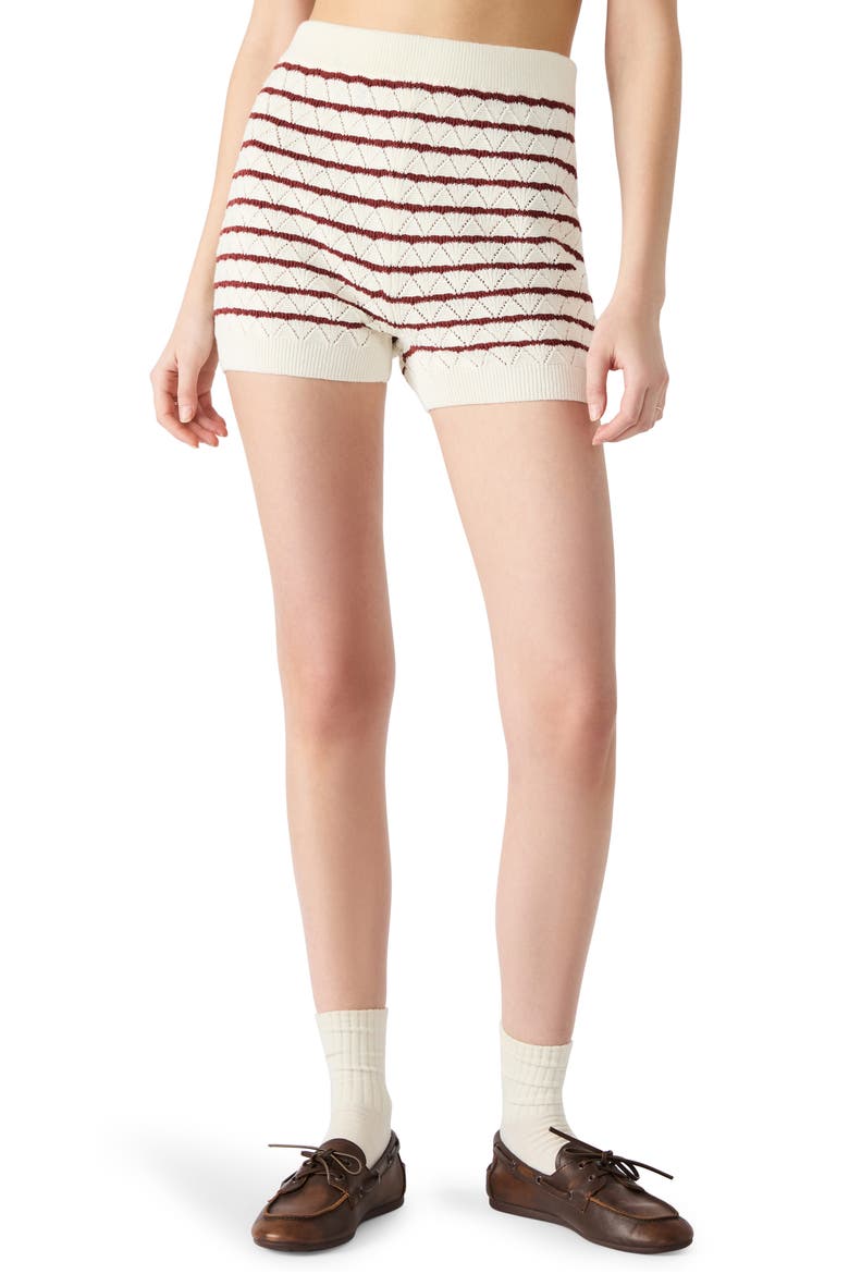 Norris Stripe Pointelle Stitch Sweater Shorts, Alternate, color, MARSHMALLOW